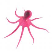 Декор Осьминог из силикона для аквариума, плавающий, Ф9х14см (розовый)
