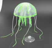 Декор Медуза из силикона для аквариума, плавающая. Цвет зеленый; 10.5х20см.