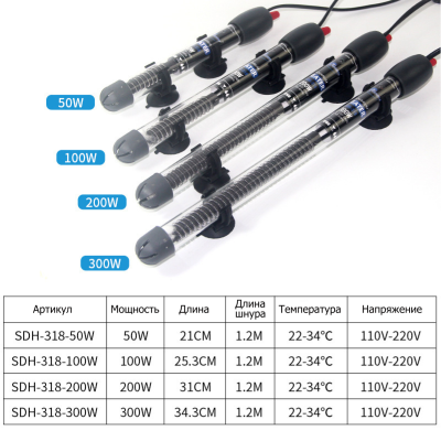SHANDA SDH-318 Нагреватель регулируемый, стеклянный, 300Вт