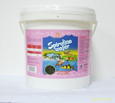 AQUAV Spirulina Wafer (спирулина в пластинках для донных рыб), 10000 мл/4,9 кг