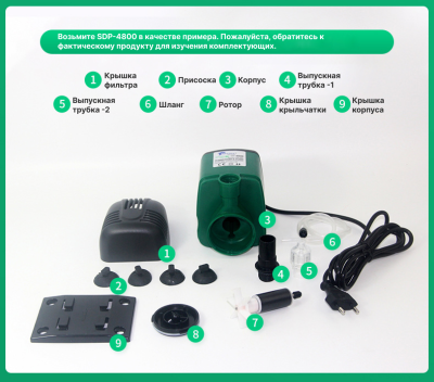 SHANDA SDP-4800 Аквариумная подъемная помпа до 3м, 3500л/ч, 24вт