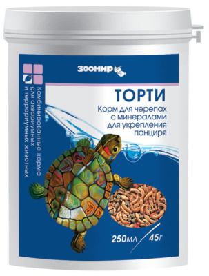 Торти - корм для черепах, баночка 250 мл (45г)
