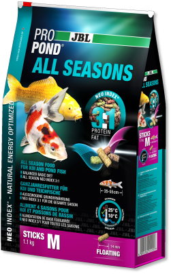 JBL ProPond All Seasons M - Осн всесез корм д/кои 35-55 см, плав палоч 14 мм, 1,1 кг/6л