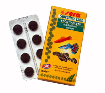 Sera Spirulina Tabs Спирулина Табс, Корм для растительноядных рыб, таблетки 24 таб, 14.4 г