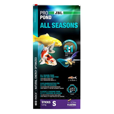 JBL ProPond All Seasons S - корм для карпов кои небольшого размера, 5,8 кг (32л), палочки