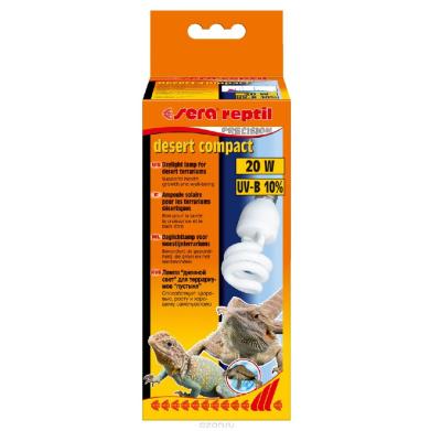 Sera Reptil Desert Compact UVB 10.0, 20 Вт Лампа для рептилий ультрафиолетовая (стандартный патрон)