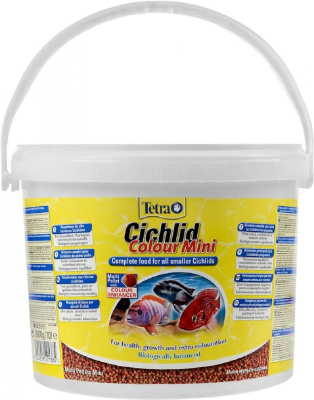 Tetra Cichlid Colour Mini Корм для яркости окраса небольших цихлид, мелкие шарики, 10 л