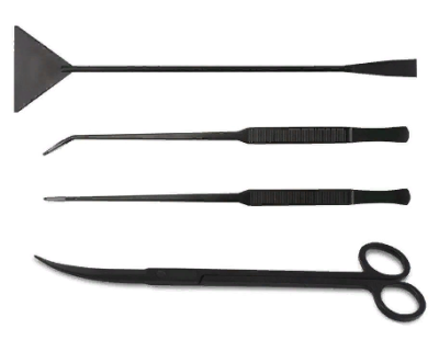 Комплект премиальных инструментов для ухода за аквариумом из нержавеющей стали, черный