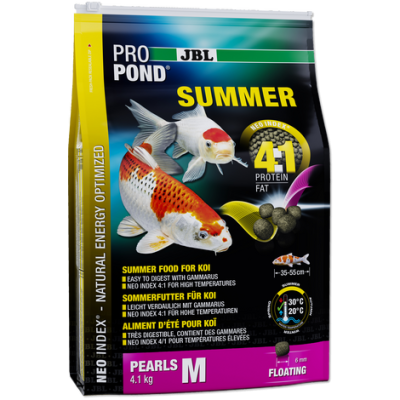 JBL ProPond Summer M - Осн. летний корм для карпов кои 35-55 см, плав. гранулы 6 мм, 4,1 кг/12л