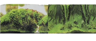 Фон для аквариума двухсторонний Коряги с растениями Растительные холмы 30х60см (9084/9085)